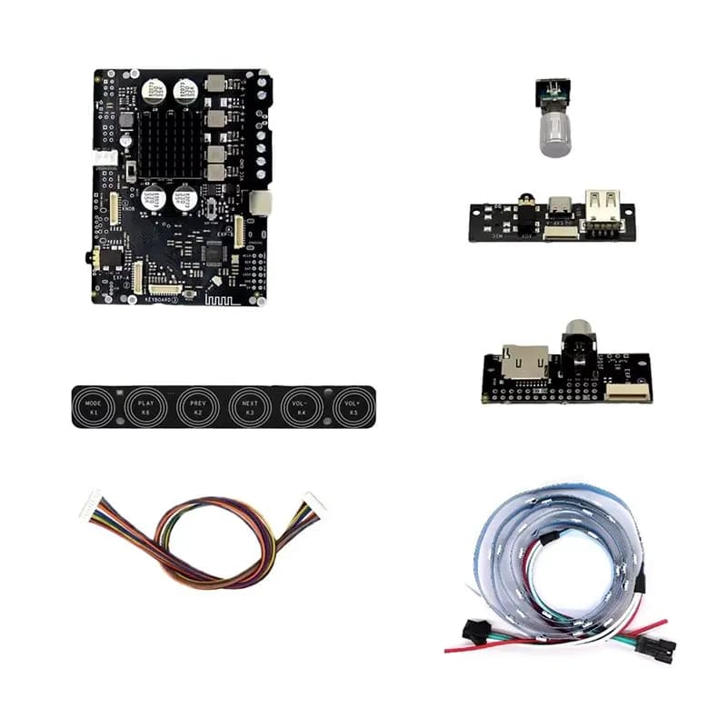 FULL-DSP Tuned Bluetooth 5.3 App Controlled 2.0 Amplifier 2X50w Effects Module WS2812 Inputs TF/USB/SPDIF/AUX Output I2S