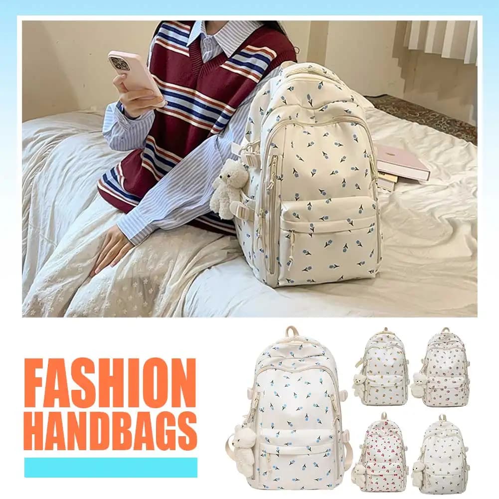 Zaino scolastico floreale Zaino grande Zaino estetico carino Zaini universitari Ideale per adolescenti Ragazze Donne Studenti Regalo di compleanno