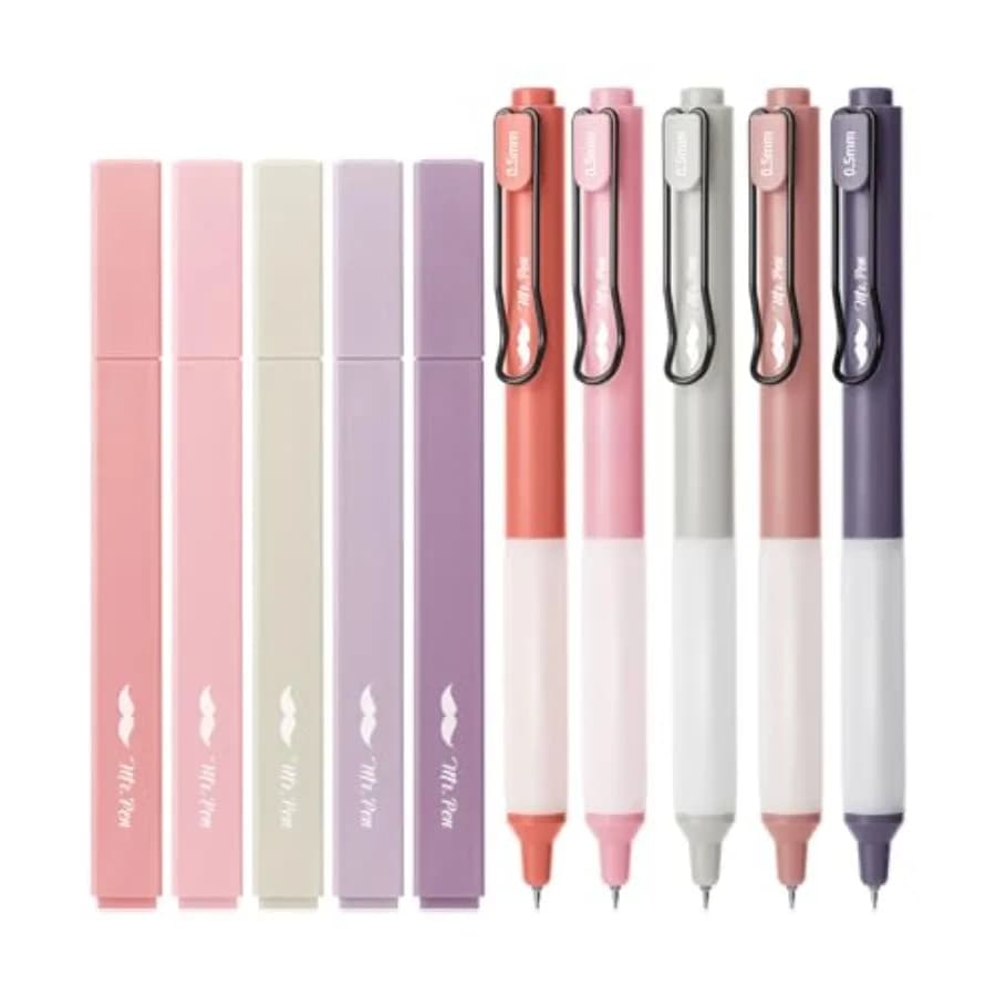 - Aesthetic Highlighters and Gel Pens, 10 Pack, Assorted Colors Bible Highlighters No Bleed, Fine Point 0.5mm Black Ink Gel Pen