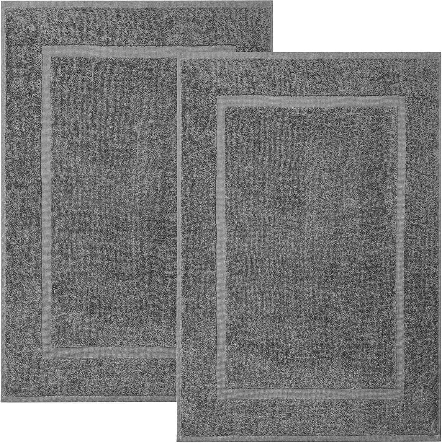 Set di 2 Tappetini da Bagno in Cotone - Asciugamani Assorbenti per Doccia, Vasca, Spa, 22x34 Pollici