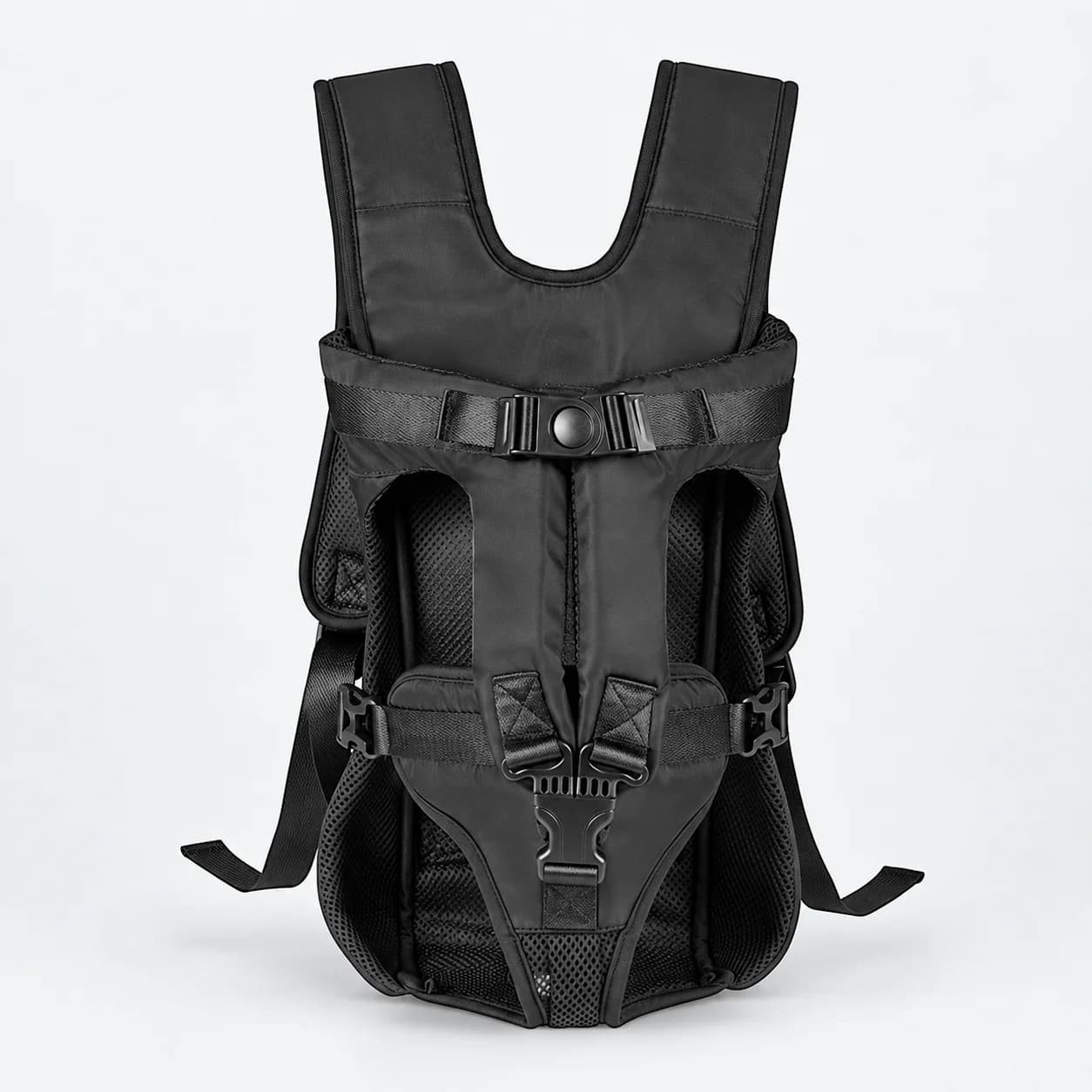 Large Dog Front Carrier Hands Free Pet Chest Backpack Breathable Adjustable Support Bag for Hiking Travel Black Size L