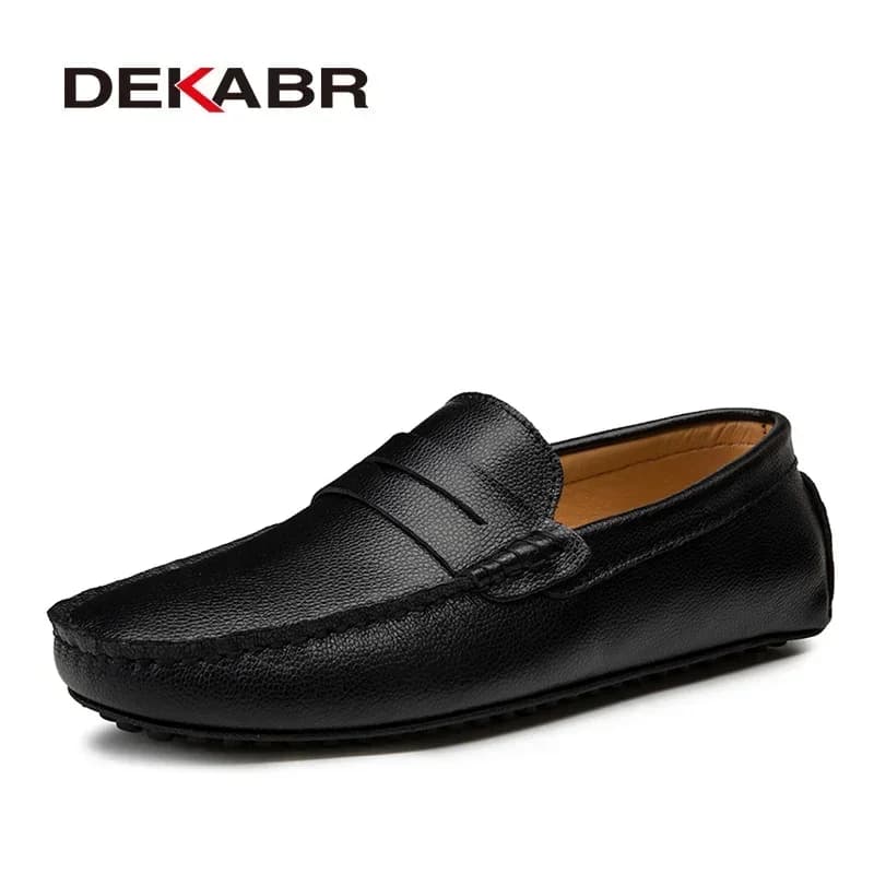 DEKABR Mocassini da uomo di grandi dimensioni 38 ~ 49 Scarpe da barca alla moda in vera pelle Scarpe basse da uomo in pelle casual da uomo di marca