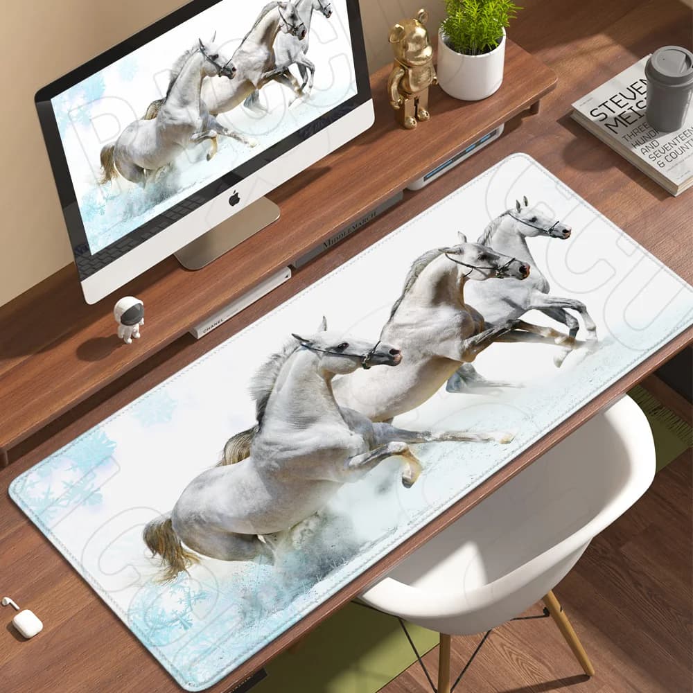 Tappetino per mouse XXL antiscivolo con stampa HD, design artistico di cavallo, accessori per PC da gaming, tappetino personalizzato per tastiera