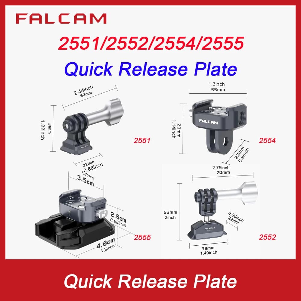 FALCAM F22 Action Camera Sistema a sgancio rapido Piastra con testa a sfera Kit serie base per GoPro Dji Osmo Action F22 QR System