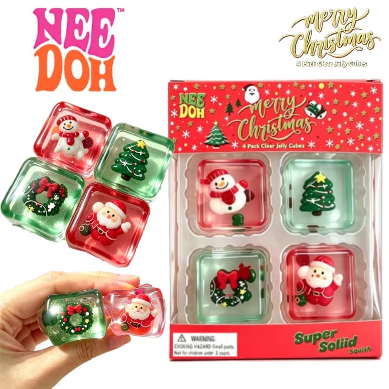 NEEDOH Mini 4-pack Set Nice Cube Stress Relief Squishy Cube Anti-Anxiety Squeeze Object Fidget Toy Halloween Gifts Set Blind Box
