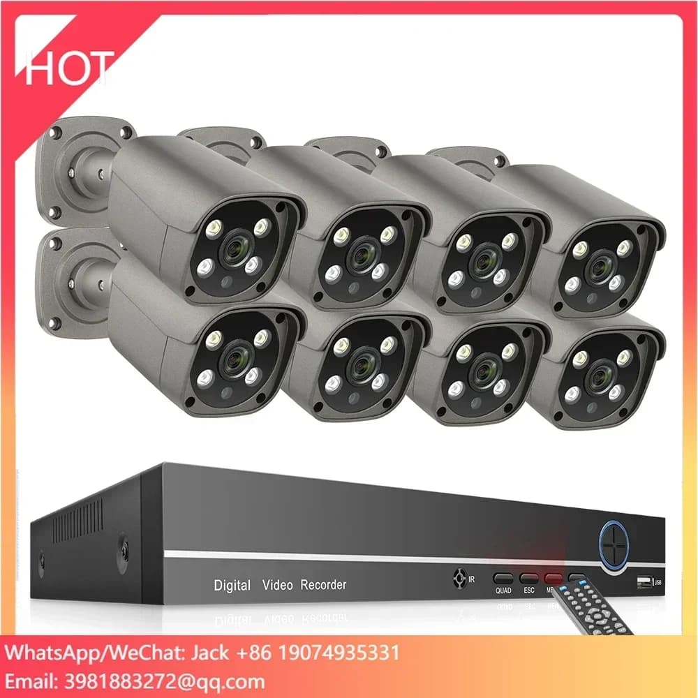 Kit di Telecamere di Sicurezza CCTV H.265 5Mp 8CH con Audio Bidirezionale, Impermeabile IP66, Sistema di Telecamere IP PoE