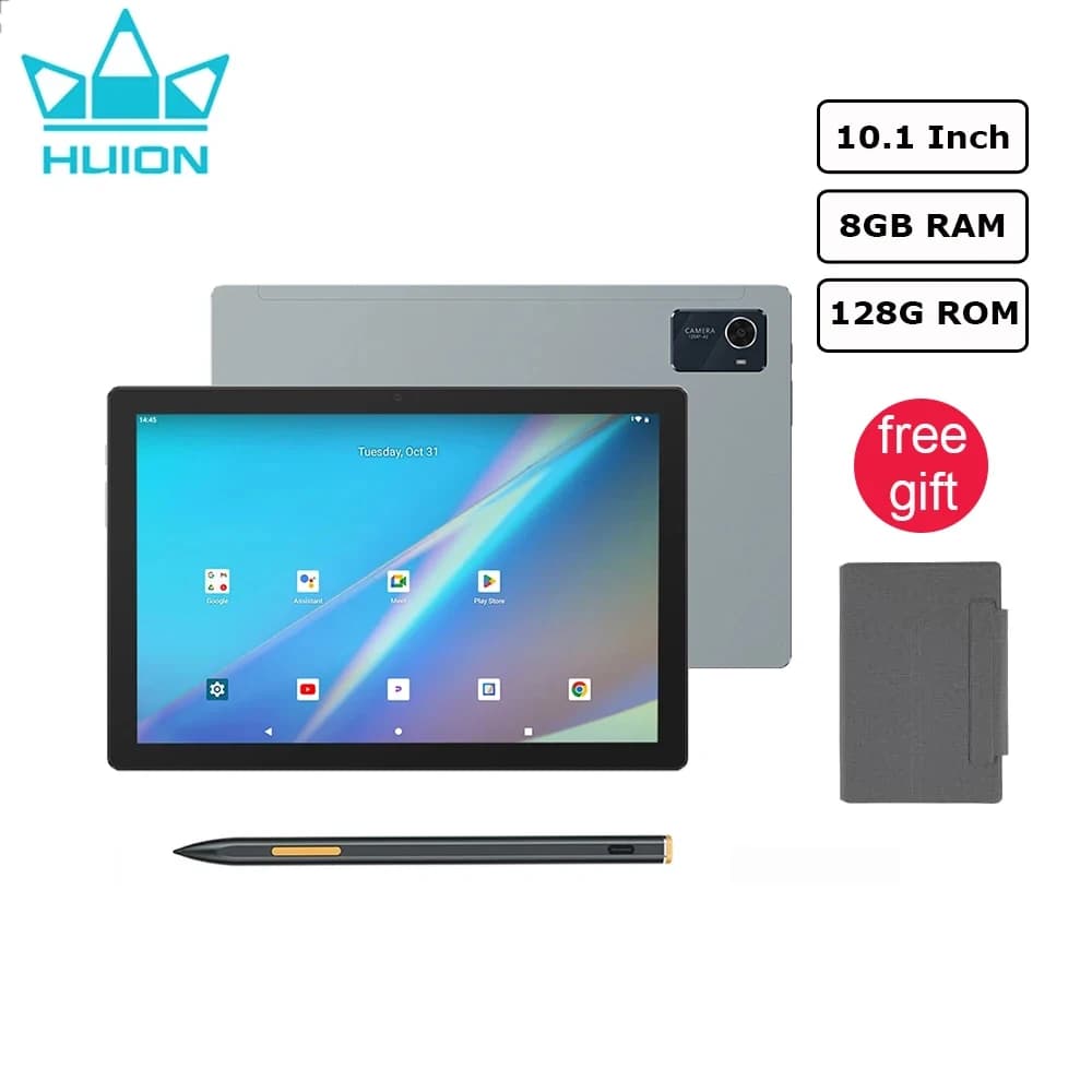 Huion Tavoletta Android Kamvas Slate 10 Disegno Pad Tavoletta grafica da 10 pollici FHD Touchscreen da dito 8G RAM 128G ROM, Custodia per regalo