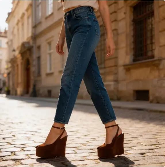 Dark Brown Suede Peep Toe Platform Wedges Sandals Summer Shallow Buckle Strap Zebra Wood Heels Slingback Sandals Party Shoes