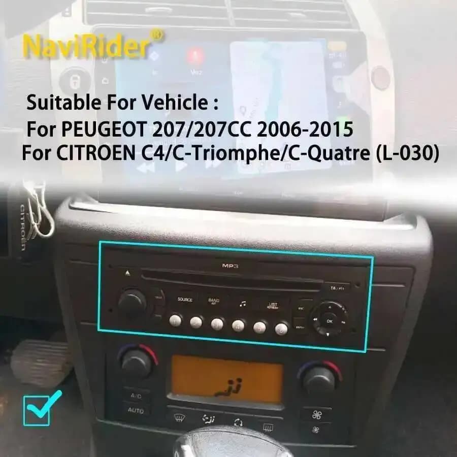 Car Control Panel Screen For PEUGEOT 207 207CC 2006-2015 For Citroen C4 C-Triomphe C-Quatre 2004 - 2011 Android OEM Style