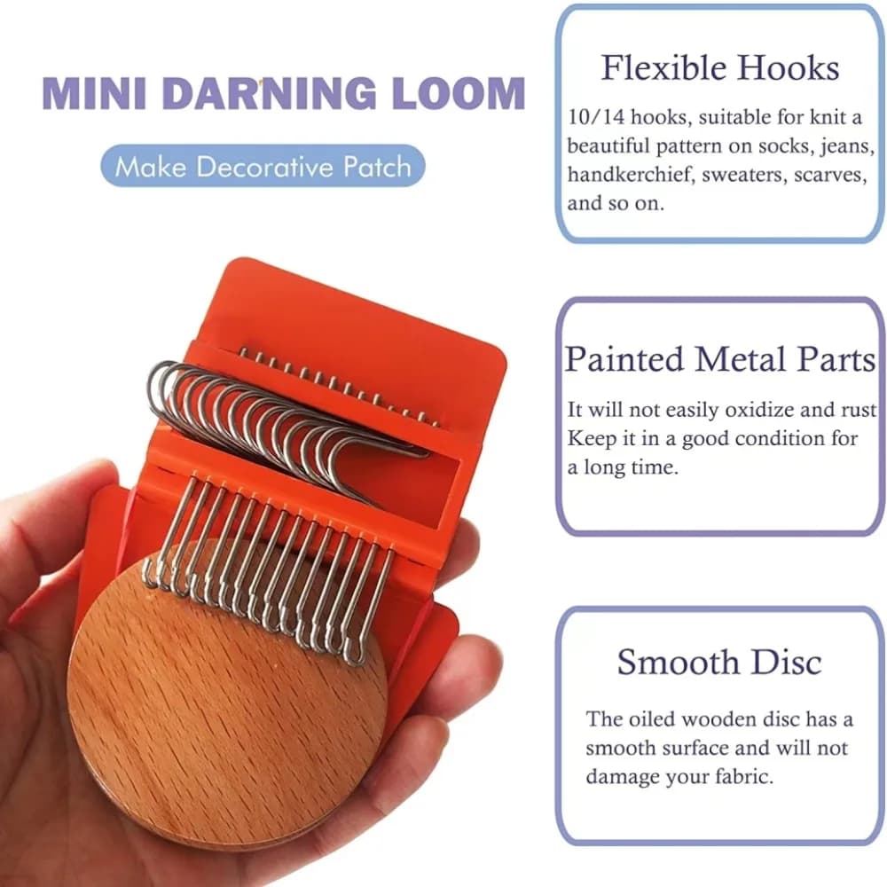 Personalized 14-Needle Knitting Machine Mini Small Weaving Loom Orange Gold Textile Tool Handmade