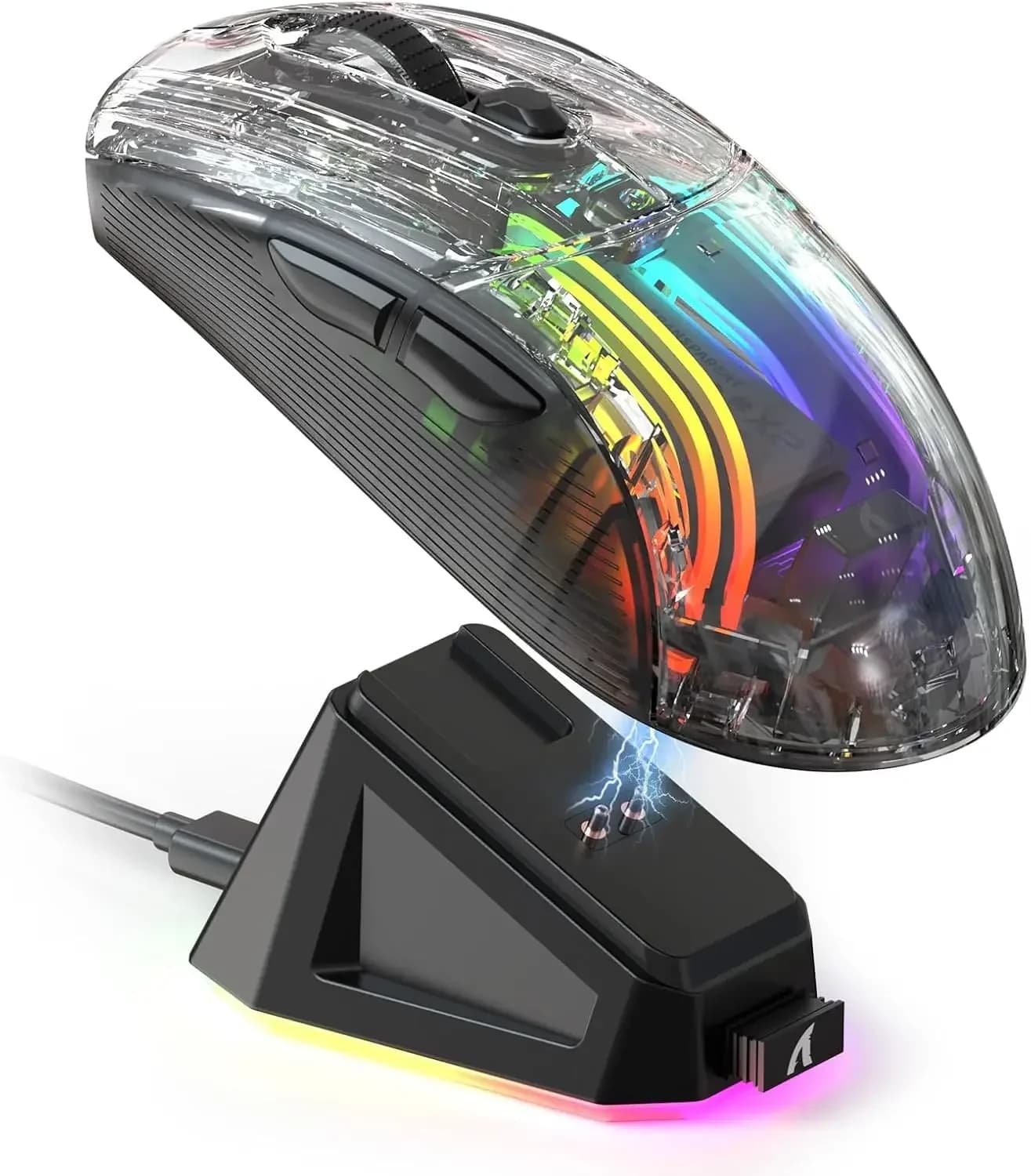 ATTACK SHARK X2 Pro Triple Mode Wireless trasparente Shell Mouse da gioco RGB ricaricabile 4000 DPI ricaricabile Dock Mouse