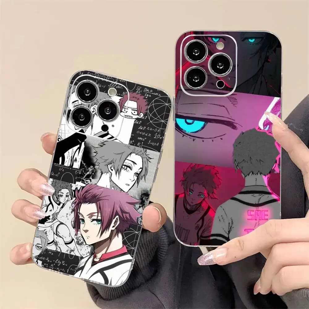Itoshi Sae B-Blue L-Lock Phone Case For iPhone17,16,15,14,13,12,11 Plus,Pro Max Soft Transparent Cover