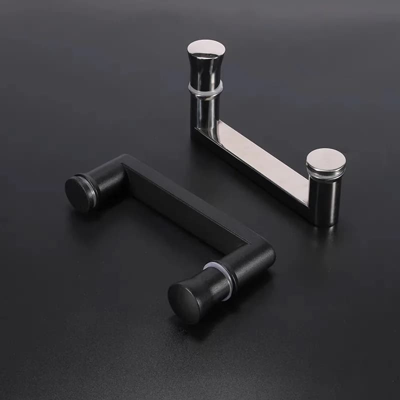 Maniglia corta per porta in vetro da bagno, nera opaca e distanza del foro della superficie dello specchio, maniglie per doccia da 145 mm, bellissime e facili da installare