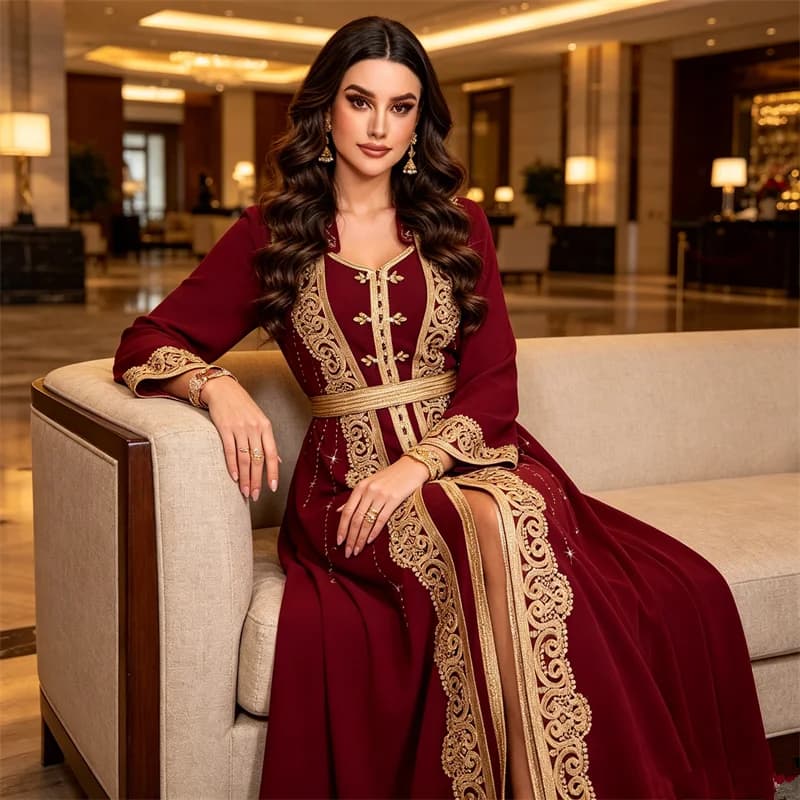 Ramadan Embroidery Abaya Muslim Dress Women Dubai Kaftan Kebaya Caftan Marocain Femme Robe Islam Clothing Longue Vestidos Largo