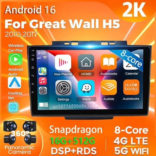 Android16 Qualcomm Carplay Car Radio For Great Wall H5 2010 - 2017 Multimedia Video Player Navigation GPS Stereo Head Unit Auto
