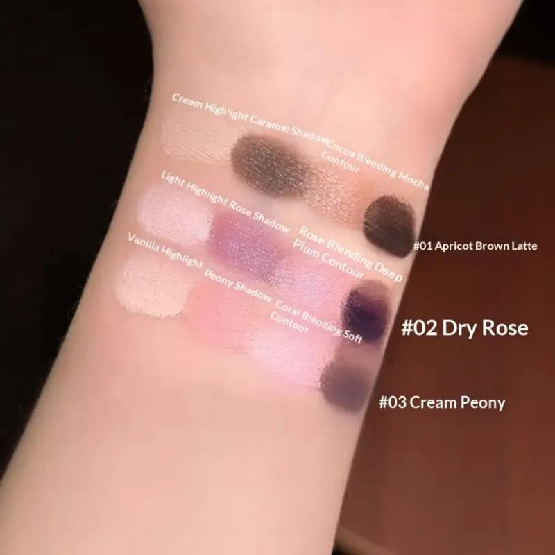 Palette di ombretti opachi Cappuvini, 4 colori, con eyeliner, illuminante e contouring, grazioso set di trucco per occhi.