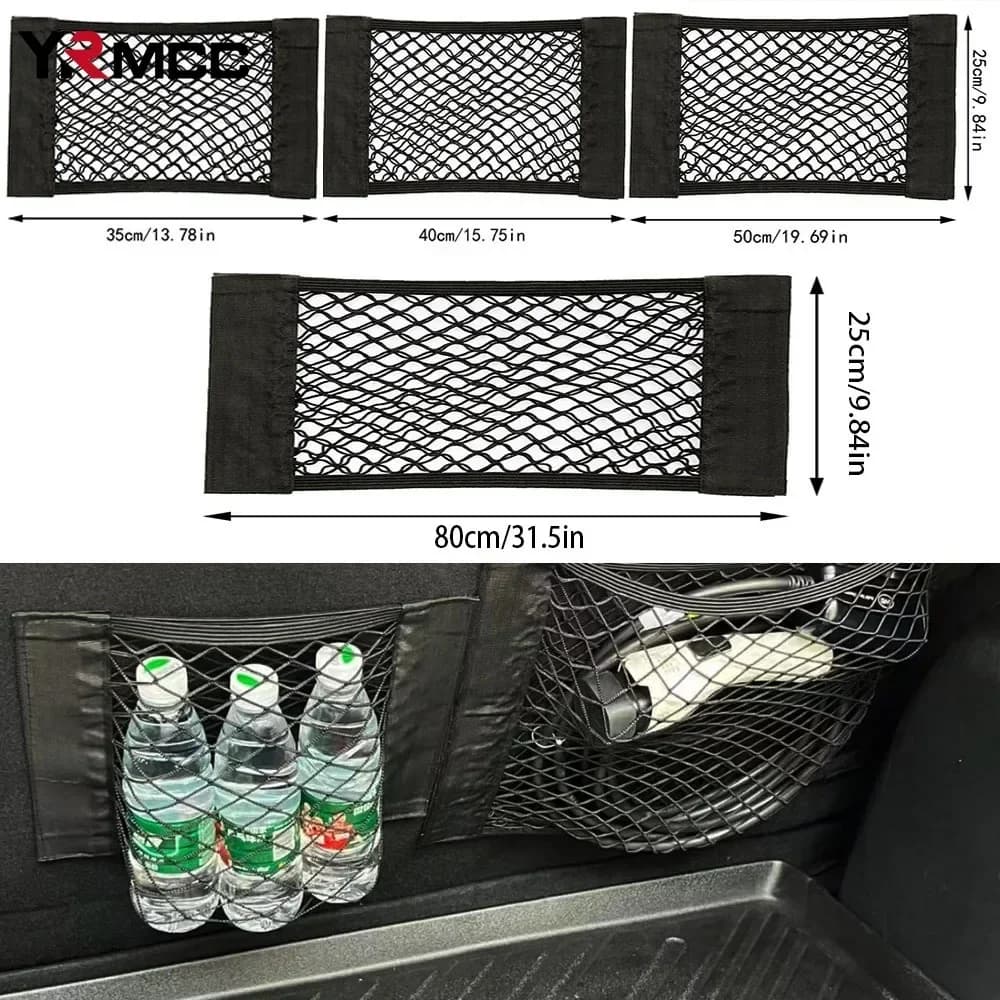 Borsa per rete portaoggetti per sedile posteriore per auto Nastro magico elastico Organizzatore per auto Corda elastica in rete antiscivolo impermeabile per accessori auto
