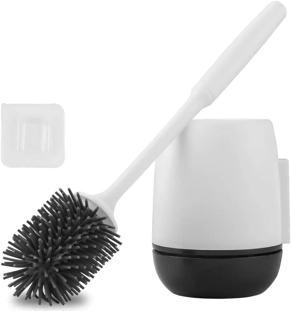 Scopino E supporto per wc E-Senior, Set di scopino per wc a setole morbide, scopino per wc in Silicone con Set di supporti per asciugatura rapida per il bagno