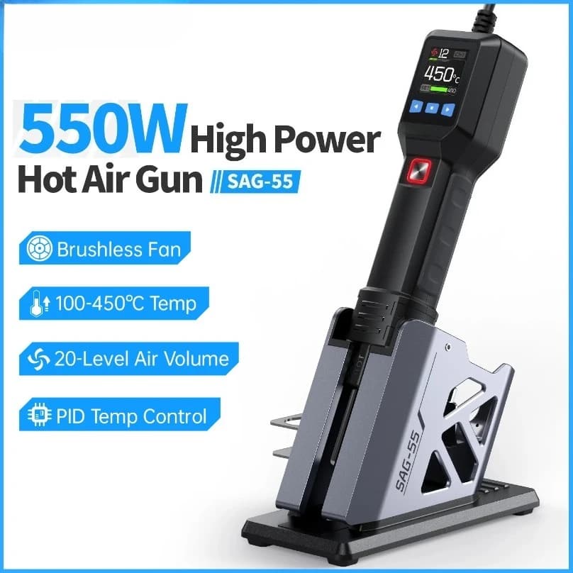 Handheld Smart Hot Air Gun SAG‑55 550W Portable Mini Rework Heat Gun for Mobile Phone Repair Desoldering Work