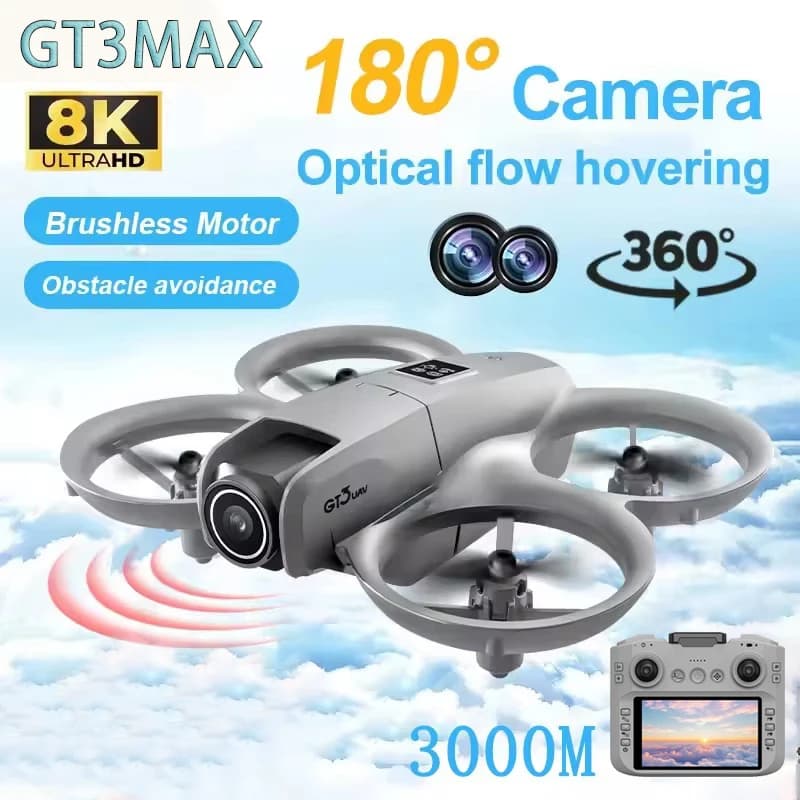 NEW Drone GT3 Max WIFI HD Double camera optical flow location Dynamic lighting Smart obstacle avoidance Quadcopters Toy