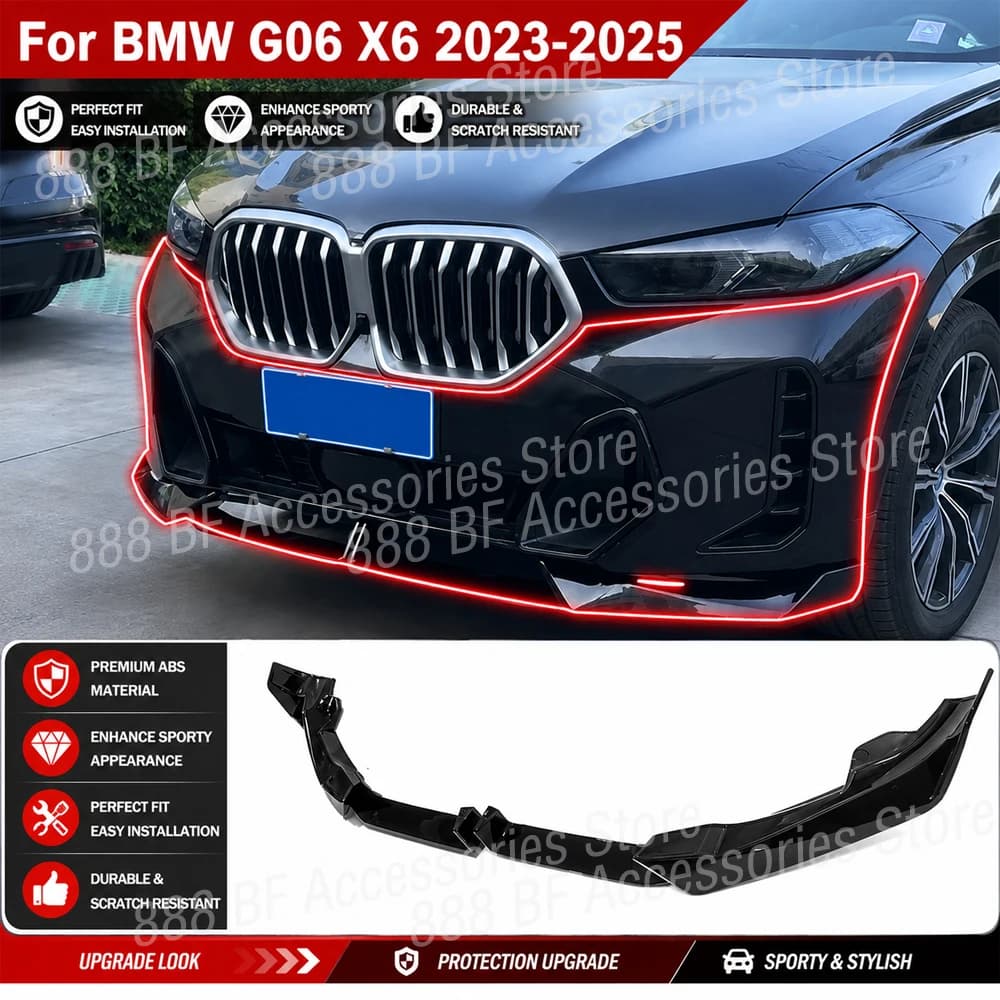 Car Bumper Diffuser lip for BMW G06 X6 2023 2024 2025 Front splitter Spoiler Chin Guard Protector Cover Body kit Accessories