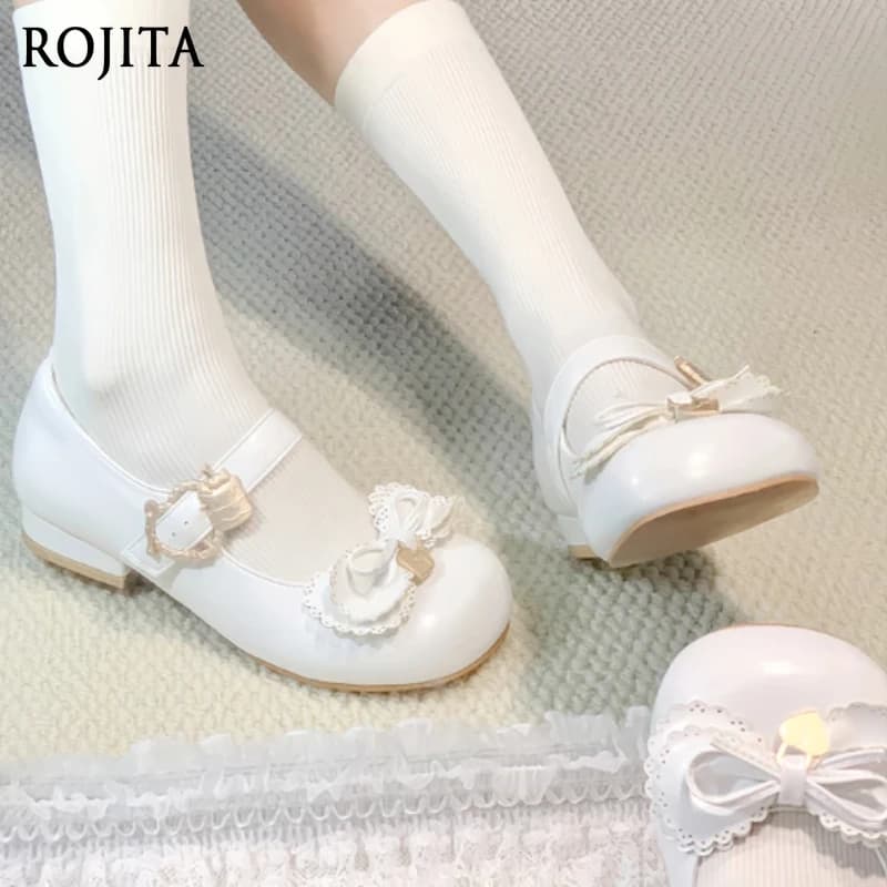 Scarpe da donna Bowknot Lolita Scarpe Cute Doll Feel Tacco basso Scarpe singole 2025 Nuova ragazza carina Kawaii Scarpe basse Primavera Autunno