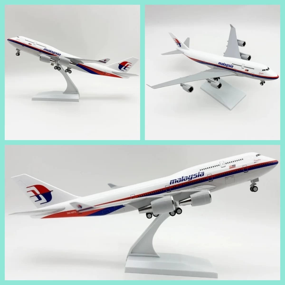 Modellino di aereo in scala 1/240, 30 cm, Air Malaysia B747, kit di aeromodellismo (con supporto), regalo per gli appassionati di aviazione