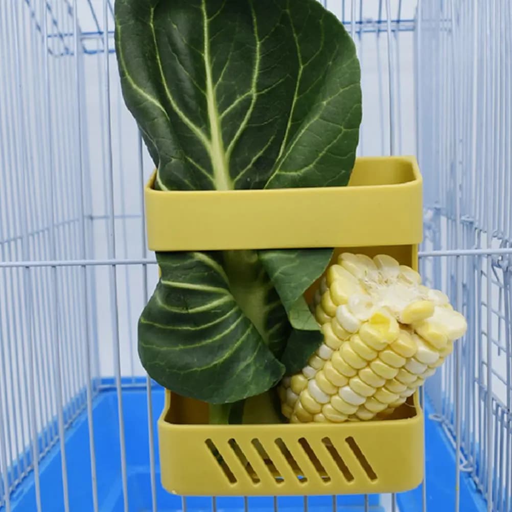 Set di 1 Mangiatoia per Gabbia per Uccelli, Contenitore in Plastica per Frutta e Verdura, Accessorio per l'Alimentazione degli Uccelli da Gabbia