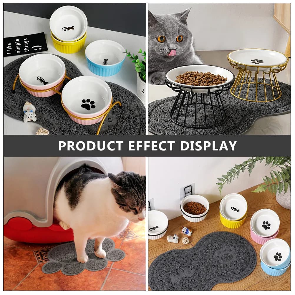 Set di 2 Tappetini Antiscivolo per Alimentazione Animali Domestici, per Cani e Gatti, in PVC di Grado Alimentare, Protezione Pavimento Anti-Rovina