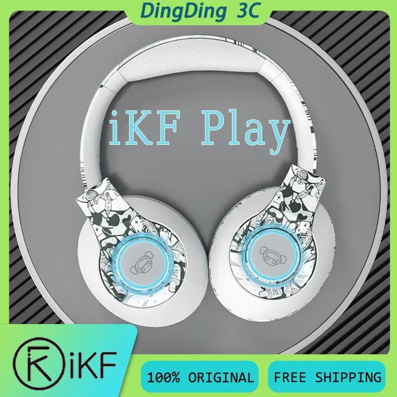 Cuffie wireless iKF Play con riduzione del rumore del microfono Cuffie da gioco per e-sport ergonomiche pieghevoli dinamiche a bassa latenza da 40 mm personalizzate