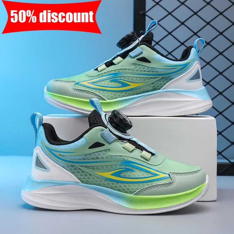 Scarpe Sportive per Bambini con Fibbia Rotante, Antiscivolo, Traspiranti, per Allenamento e Corsa, Leggere e Comode per Uso Quotidiano e Passeggio
