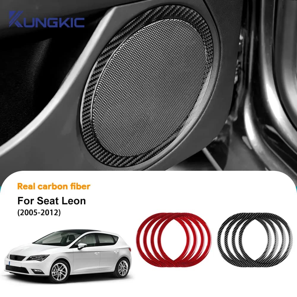 Copertura adesiva per altoparlante audio tweeter portiera auto in vera fibra di carbonio morbida per Seat Leon MK2 1P 2005 2006 2007 2008 2009 2010 2011 2012