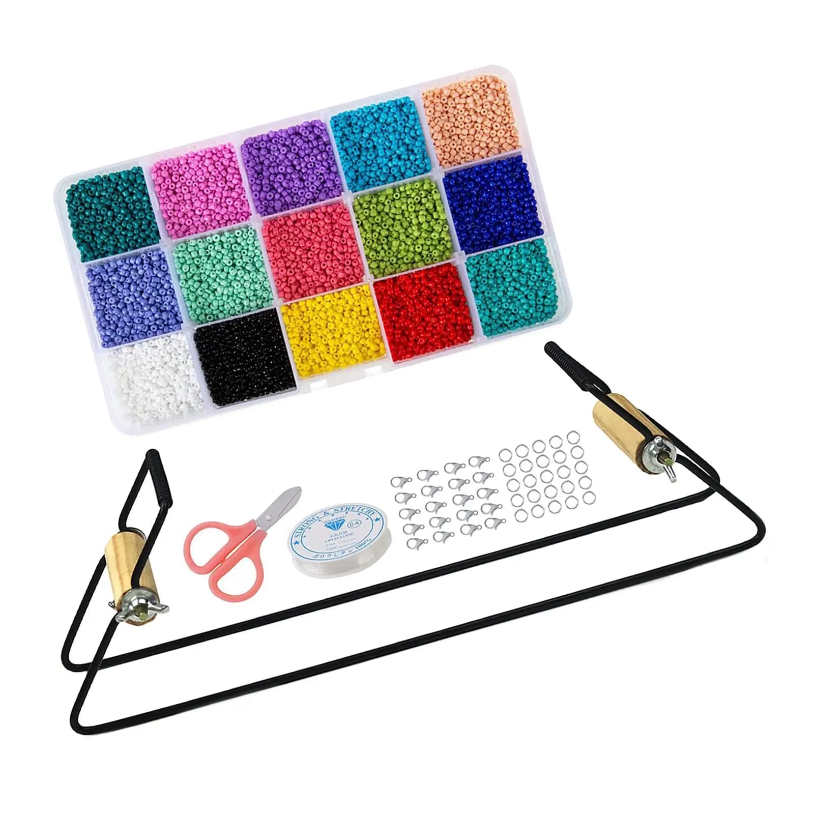 Beads Loom kit with Beads Weaving Beading Loom for Jewelry Bracelets Necklaces Make DIY Handmade Knitting Machine Beads Knitter