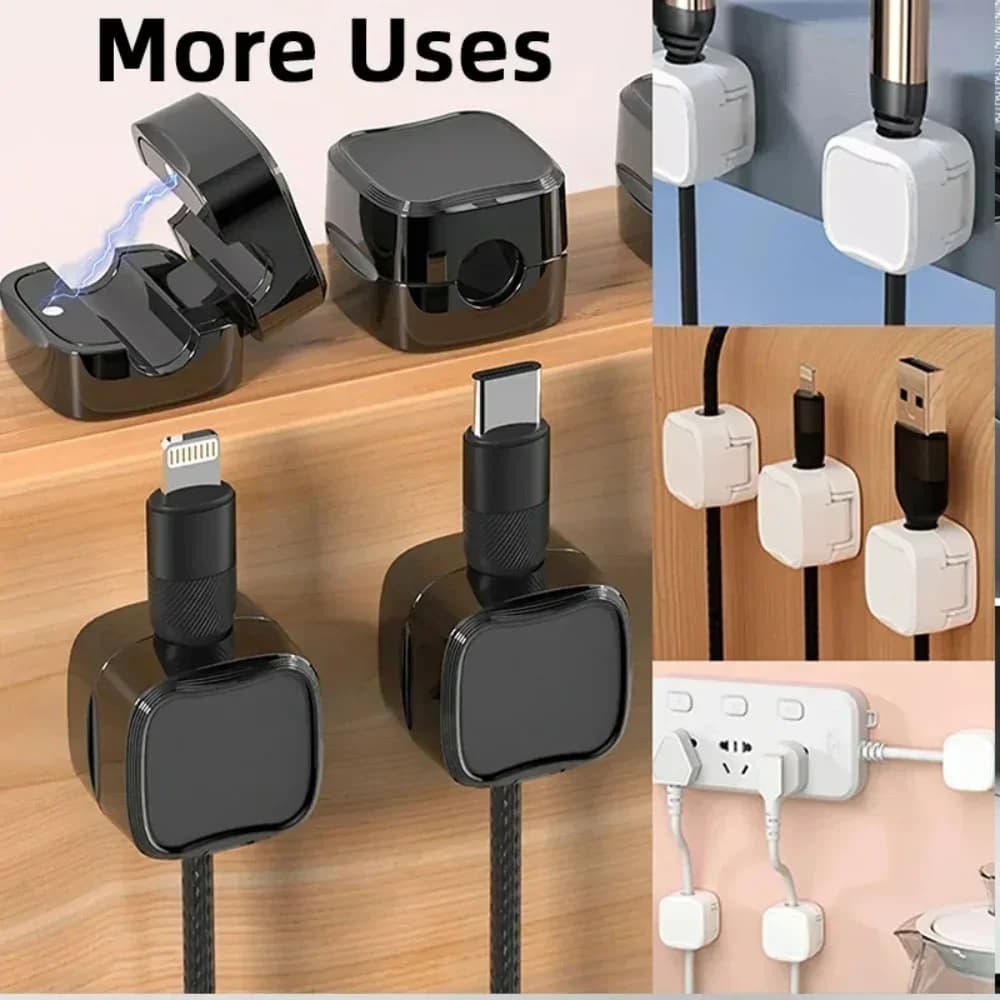 5/10 pezzi clip per cavi magnetici supporto per cavi autoadesivo sotto la scrivania supporto per cavi liscio e regolabile per la gestione dei cavi