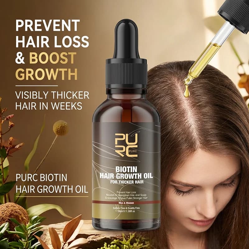 PURC Hair Growth Oil, Antique Treatment with Biotin and Ginger, Products for Intensive and Promoting Rapid Hair Growth for Men and Women