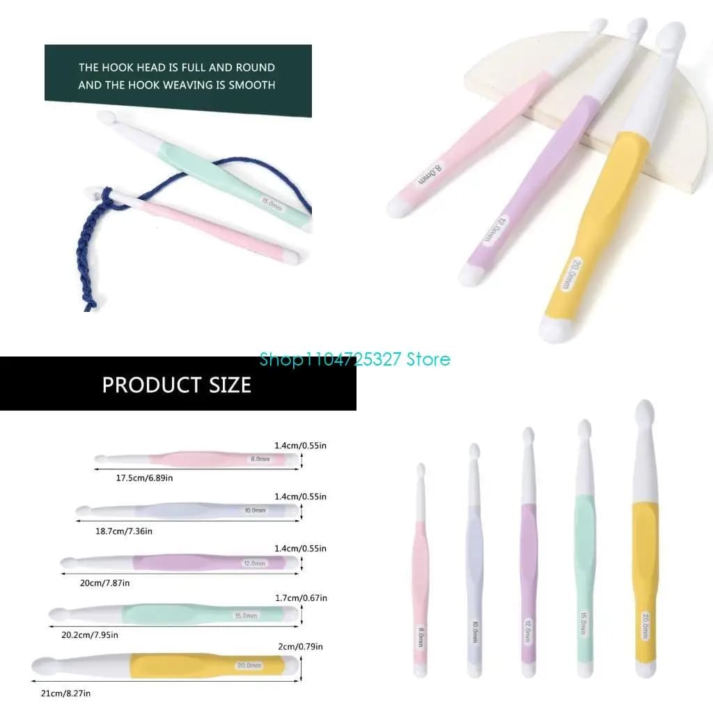 D8KF 5 Pezzi Uncinetto Multicolor 8/10/12/15/20mm Set da Maglia per Uncinetto Accessori per Uncinetto per Donna