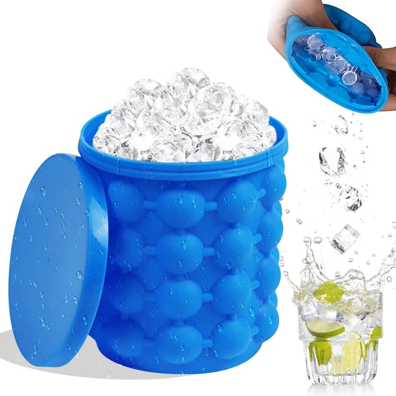 2 in 1 stampo per cubetti di ghiaccio vassoi per ghiaccio grande secchiello per ghiaccio in silicone portatile creatore di bevande congelate per utensili da cucina per birra whisky