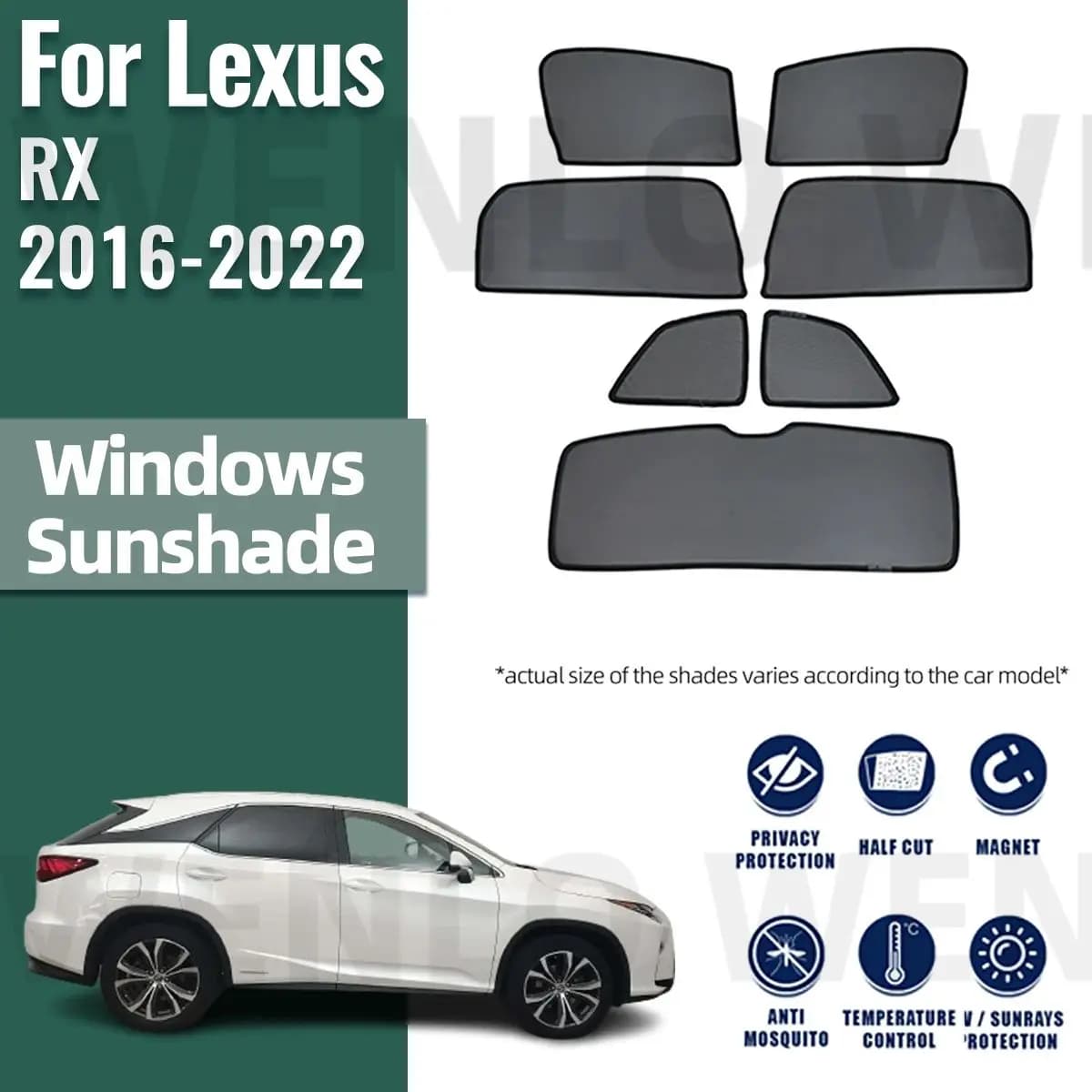 Per Lexus RX 5 posti 2016-2022 300 350 450 schermo parasole magnetico per auto parabrezza anteriore tenda per telaio finestra laterale posteriore parasole