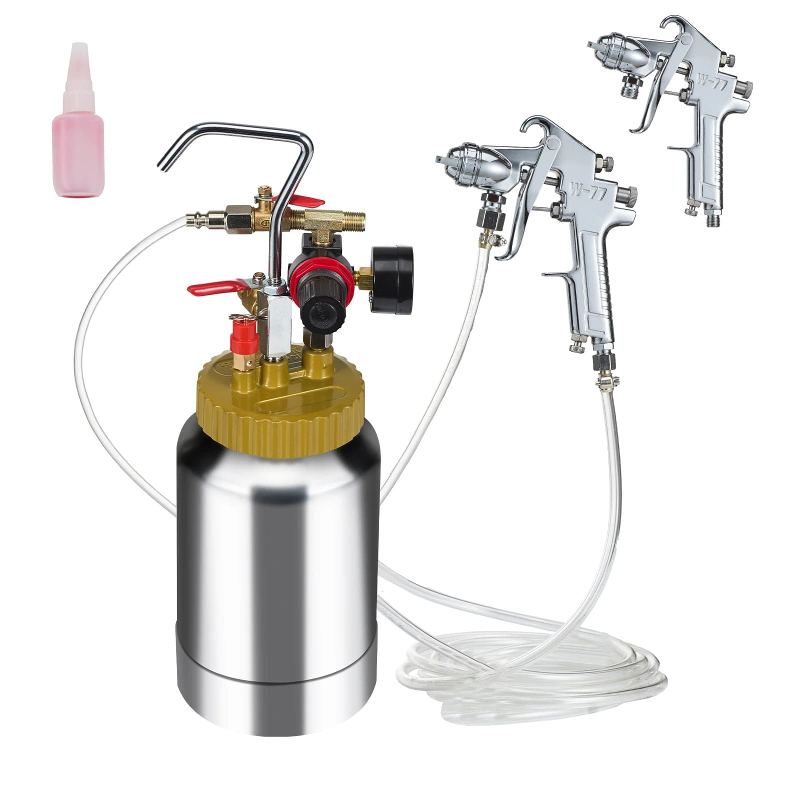 SucceBuy 2L/0,5 Gal Vernice Spray Pentola a pressione Serbatoio leggero Pentola a pressione per vernice ad aria Ugello da 1,8 mm Pistola per verniciatura a spruzzo Tubi da 3 m