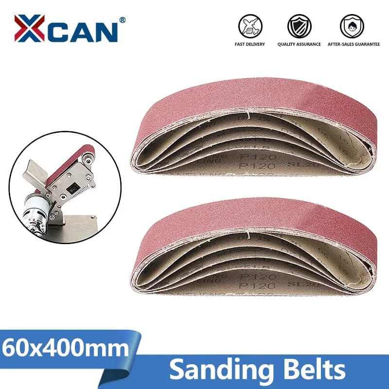 XCAN 60x400mm Sanding Belts Grit 40/60/80/120 Sander Attachment Grinder Polisher Power Tool Accessory 5pcs