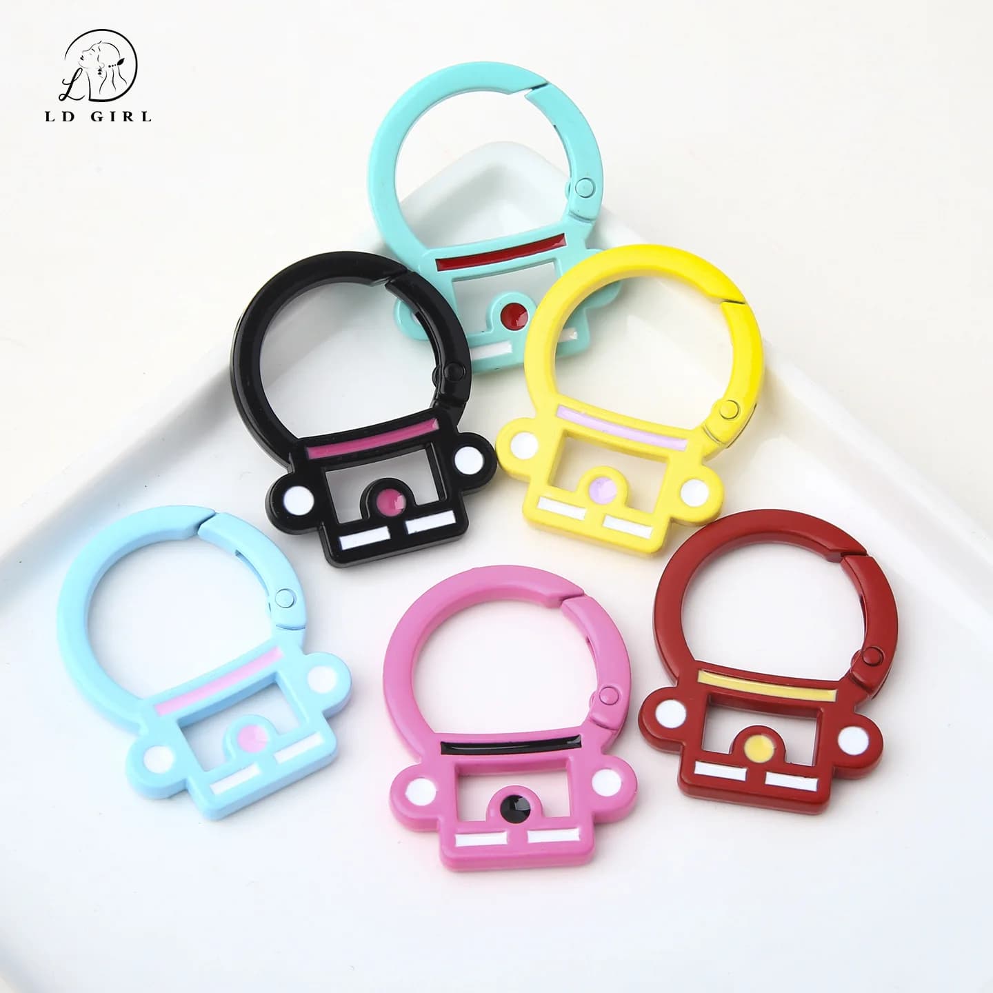Alloy baking paint dripping oil Doraemon spring buckle DIY material keychain phone chain spring coil y2k fashion toys anime