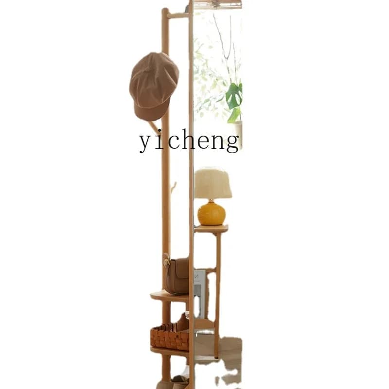 Clothes rack, clothes hangers, swivel mirror in solid wood for the house
