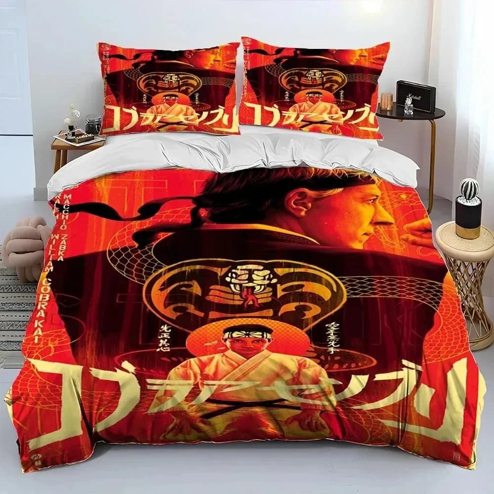 Set biancheria da letto trapuntato 3D Cobra Kai Amanda TV Karate, set copripiumino copripiumino federa, set biancheria da letto king queen size ragazzi