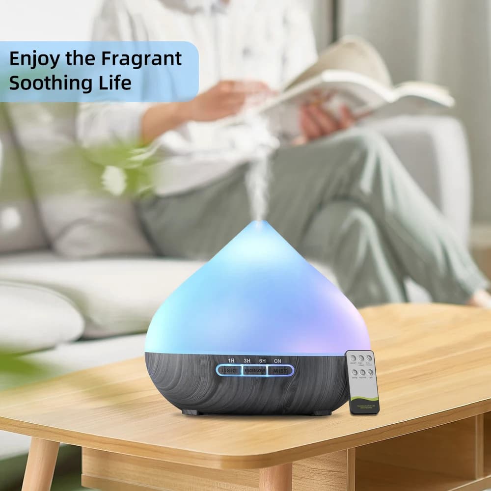 Umidificatore Soundwave Cool Mist e diffusore di oli essenziali, 16,91 once, alimentato tramite USB, telecomando, design blu elegante per e ufficio