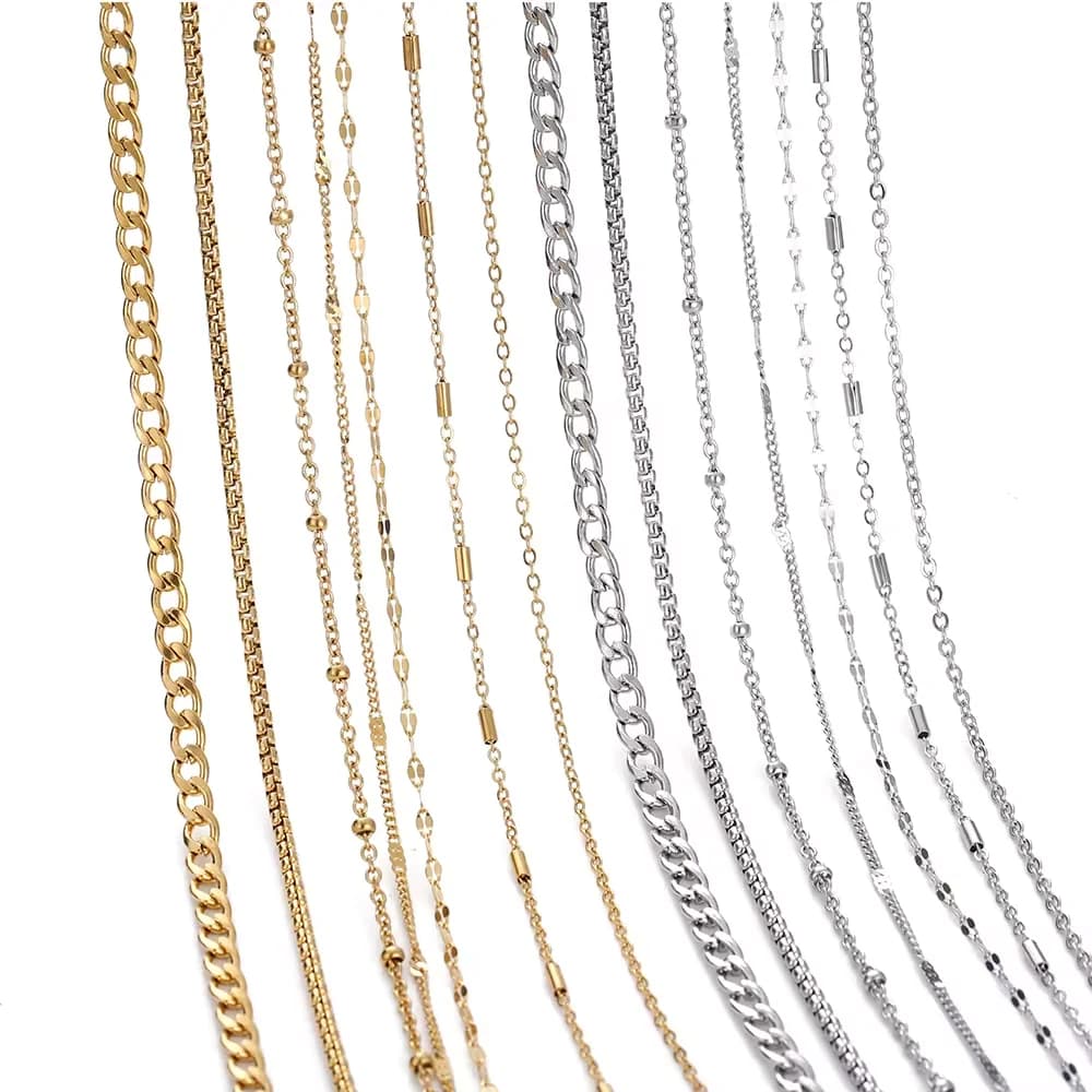 No Fade 2Meters Stainless Steel Chains Gold Color Lips Beads Beaded Chain For Jewelry Making DIY Necklace Bracelet Accessories