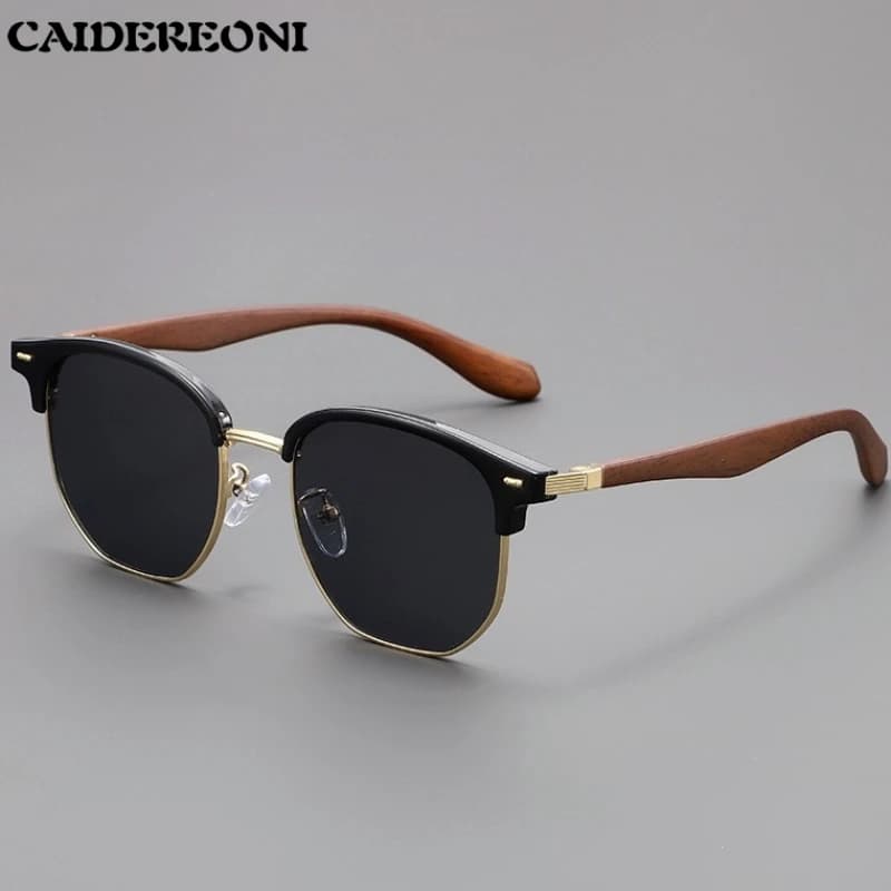 CAIDERONI New Trendy Wood Grain Polarized Sunglasses Prescription Custom UV Resistant Drive Retro Sunglasses Personalized 00210