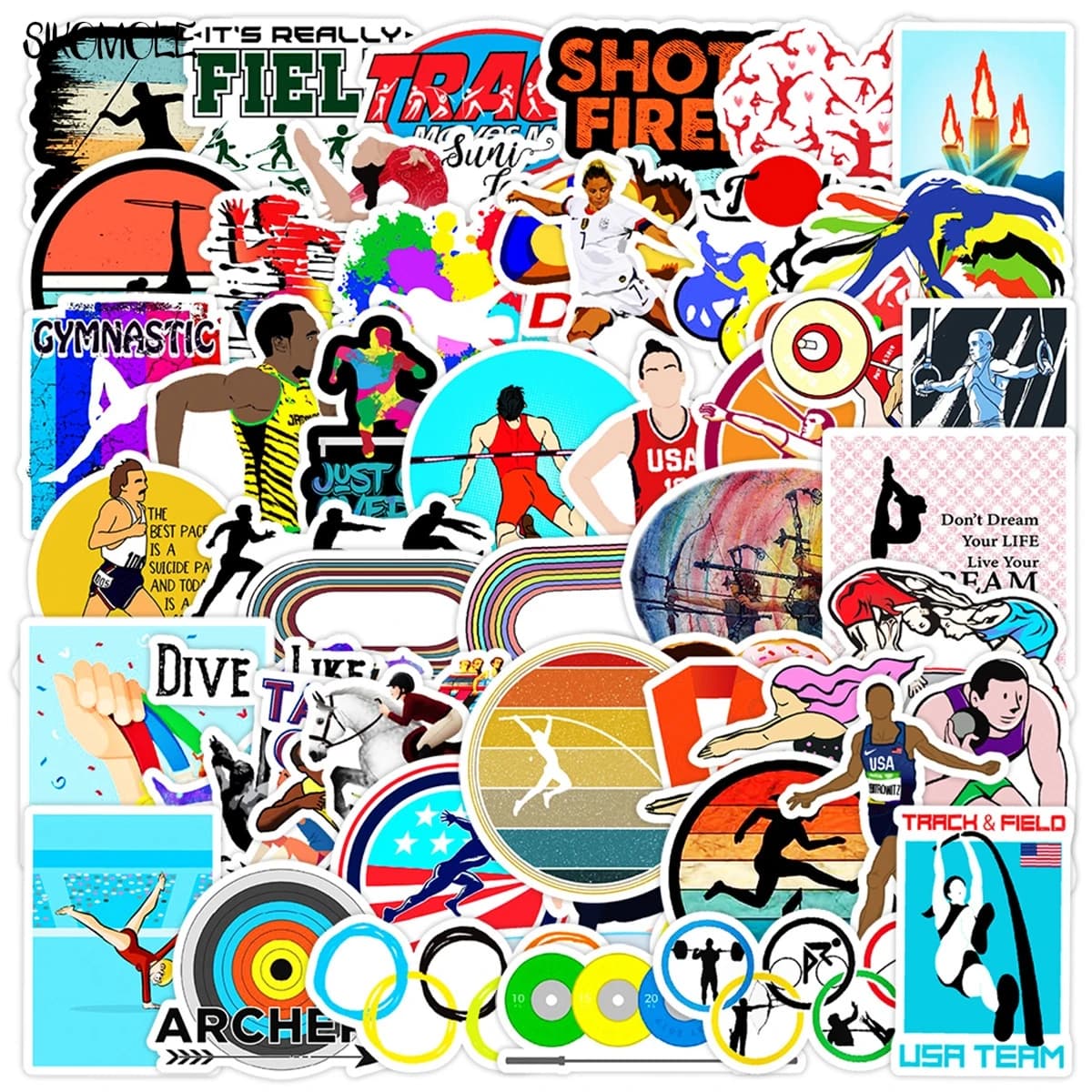 10/30/50 Pezzi Adesivi Cartoon Sportivi Estetici per DIY, Scrapbook, Laptop, Cancelleria, Valigie, Graffiti, Giocattoli