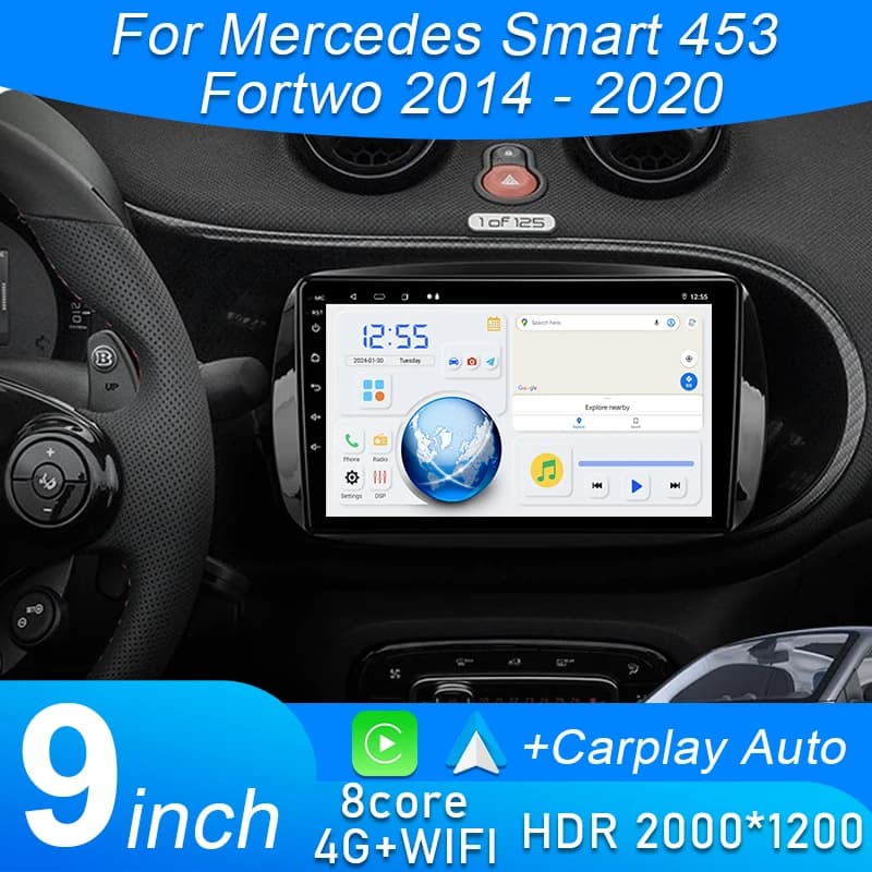Android 15 Wireless Carplay Auto For Mercedes Smart 453 Fortwo 2014 2016 2017 2018 2019 2020 Autoradio Multimedia Reader 4G