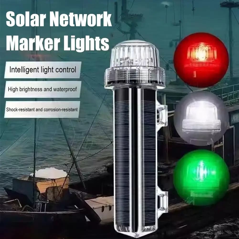 Solar Net Marker Light Marine Signal Light Navigation Beacon Fishing Buoy Waterproof Flash LED Night Flight Warning