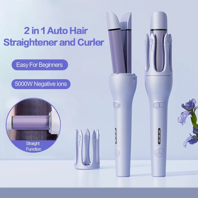 Automatic hair curler 32mm PTC 2 in 1, Plate and hair curler with 3 Temperature settings, Rotating Iron for Styling